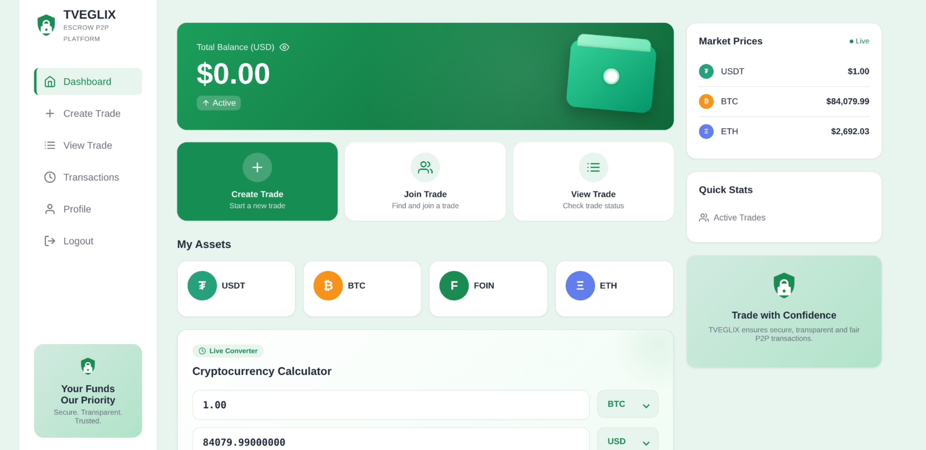 The TEVGLIX dashboard showing a payment secured in escrow and awaiting payout